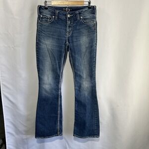 Silver Jeans Women 30x32 Suki Surplus Bootcut Rodeo Western Thick Stitch Denim